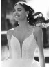 Thin Straps Beaded Ivory Lace Tulle Fairy Wedding Dress